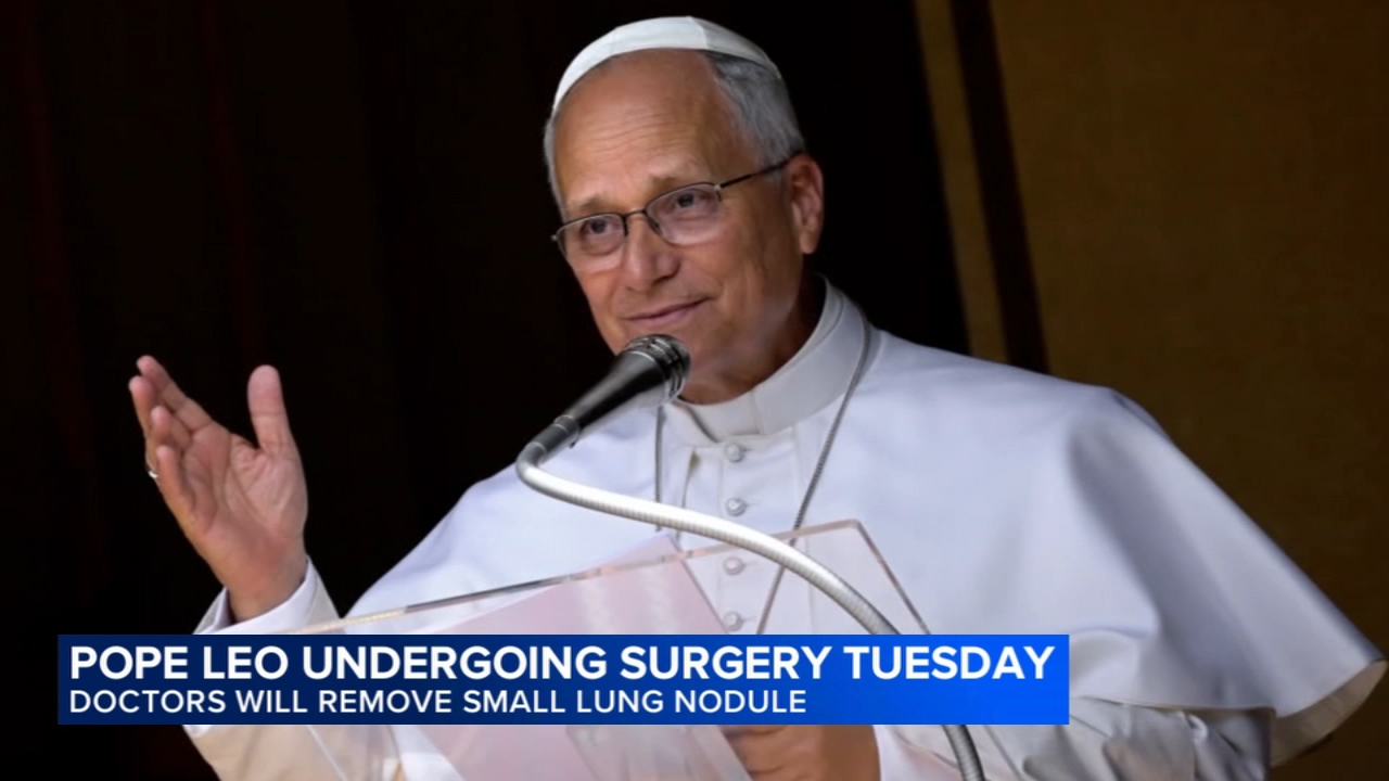 Pope Leo heads to hospital ahead of surgery to remove lung nodule

       — ABC 7 Bay Area, Dublin Health news
